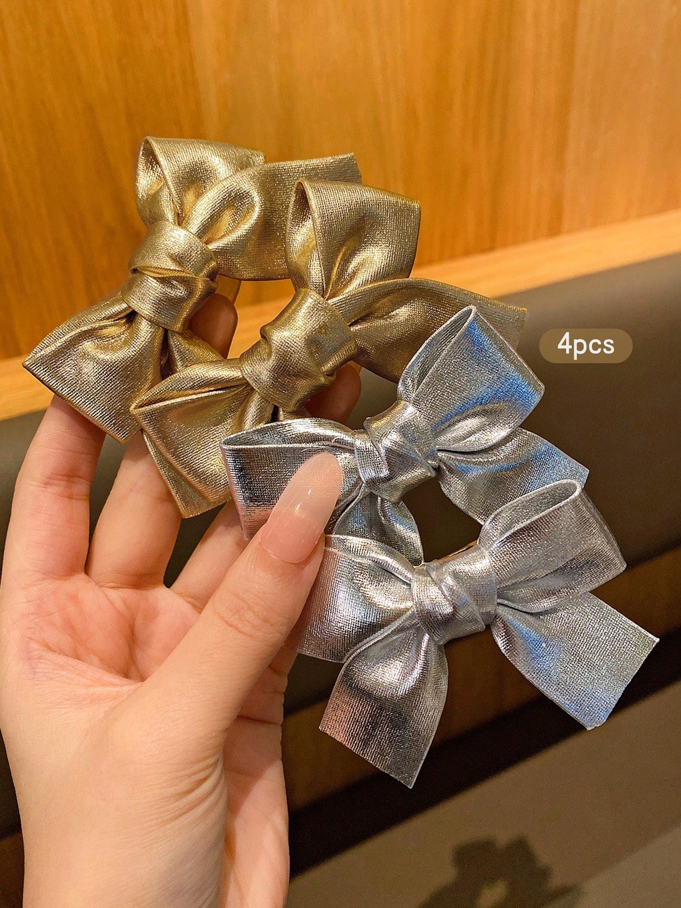 4pcs Fashion Bowknot Hair Clips, Cute & Sweet Korean Style Casual Daily Hair Accessories