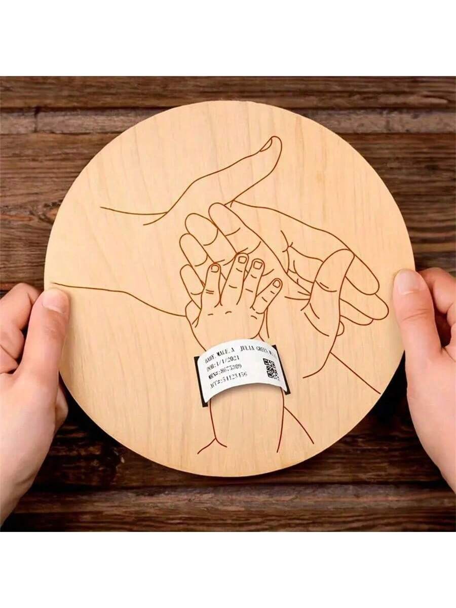 Newborn Hospital Bracelet Engraved Keepsake Holder, Personalized Baby Gift,Cut Wood Fiber Board, Memorial Pregnancy Wristband For Mother's Day & Father's Day, Suitable For Ages 14 Baby Shower Family Decorations Gifts