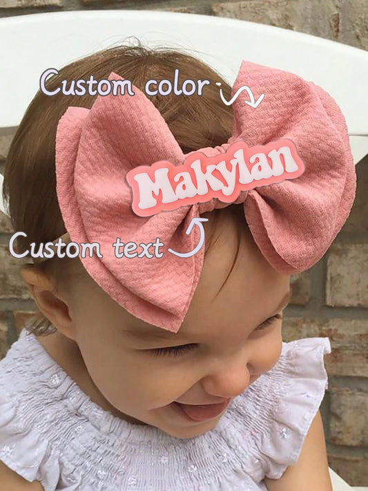 Acrylic Customized Name Bow Headband For Kids, 16 Color Corn Grain Double Layer, Soft & High Elasticity, No Hurt Babybaby Shower Family Decorations Giftswinter Christmas Eve Gifts Back To School Winter Gift Ideas Boy Girl Valentine's Day