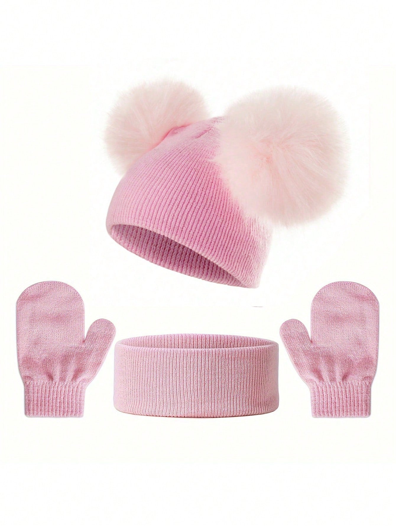 3pcs/Set Children Knit Winter Hat, Scarf & Gloves Set - Suitable For Daily Wear, Boys & Girls