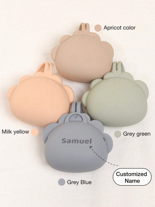1pc Custom Silicone Pacifier Storage Box, Cartoon Lion Pacifier Holder With Strap, Portable Anti-Loss Pacifier Containerbaby Shower Family Decorations Giftswinter Christmas Eve Gifts Back To School Winter Gift Ideas Boy Girl Valentine's Day