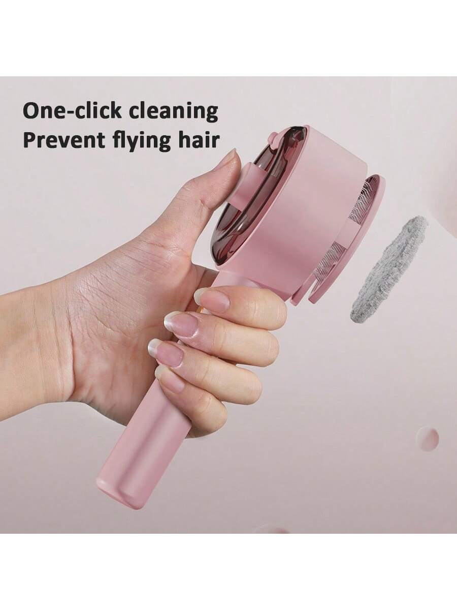 1pc, Spray Hair Removal Comb For Cats And Dogs, Multifunctional Pet Hair Cleaner, UV Sterilization Deep Cleaning Pet Hair Brush, Stainless Steel Comb For Cats And Dogs, Non-Slip Hair Comb, Coconut Oil No-Clean Serum Spray, USB Charging, White/Pink Fashio