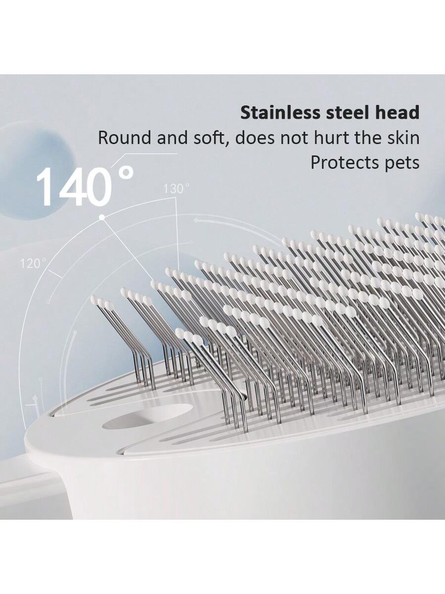 1pc, Spray Hair Removal Comb For Cats And Dogs, Multifunctional Pet Hair Cleaner, UV Sterilization Deep Cleaning Pet Hair Brush, Stainless Steel Comb For Cats And Dogs, Non-Slip Hair Comb, Coconut Oil No-Clean Serum Spray, USB Charging, White/Pink Fashio