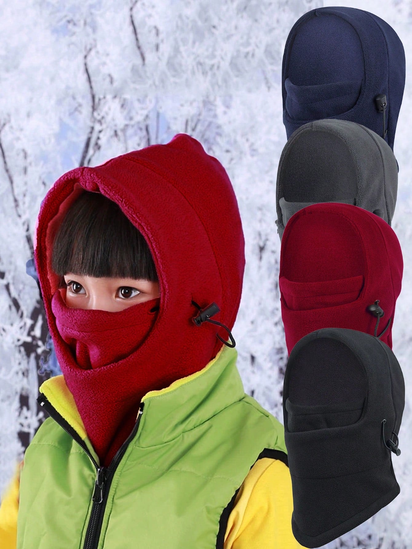 1PC Thermal Neck Warm Full Face Ski Mask Hood Cap Kids Fleece Balaclava Hat Boys Girls Children Skiing Cap