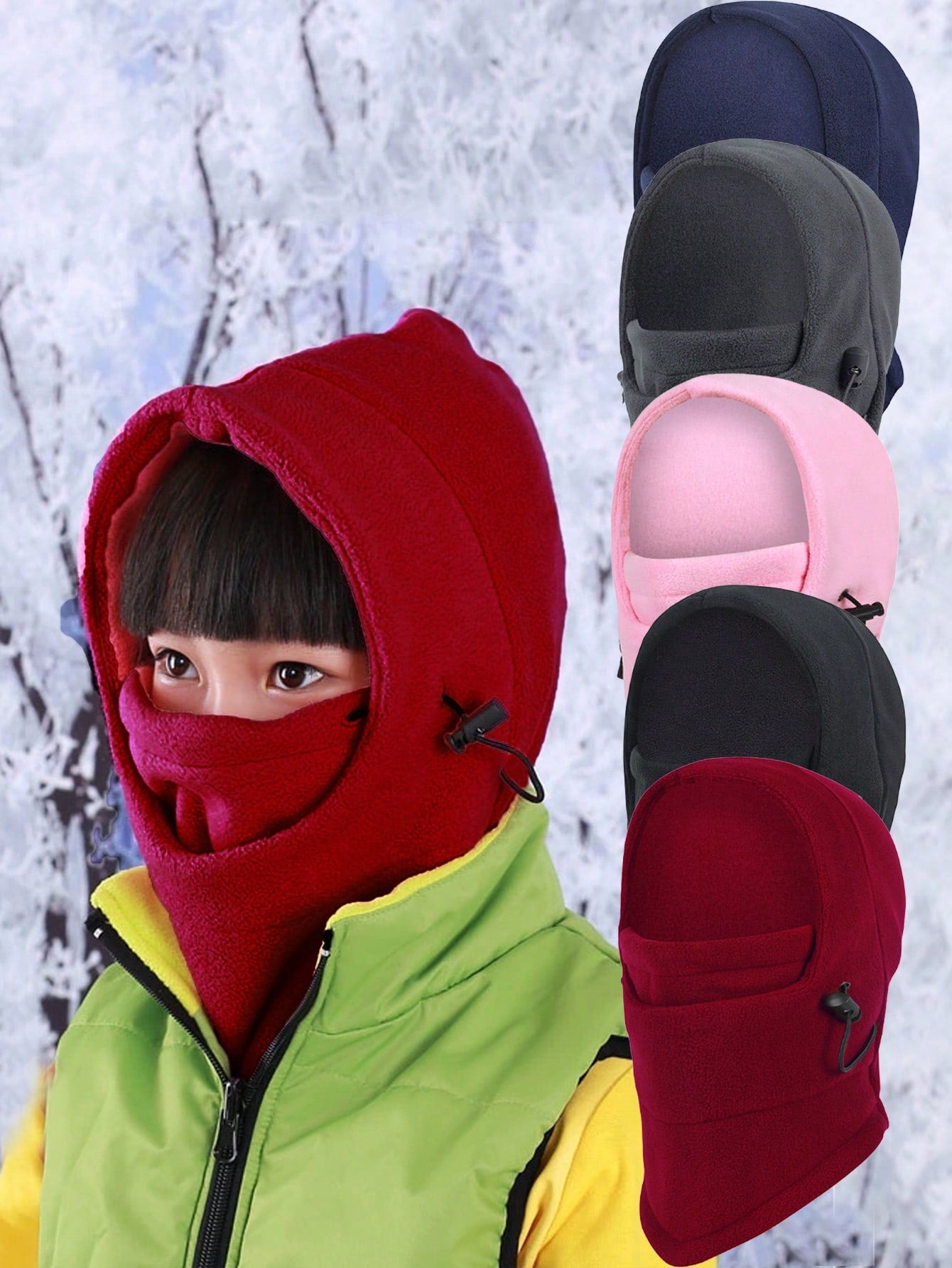 1PC Thermal Neck Warm Full Face Ski Mask Hood Cap Kids Fleece Balaclava Hat Boys Girls Children Skiing Cap