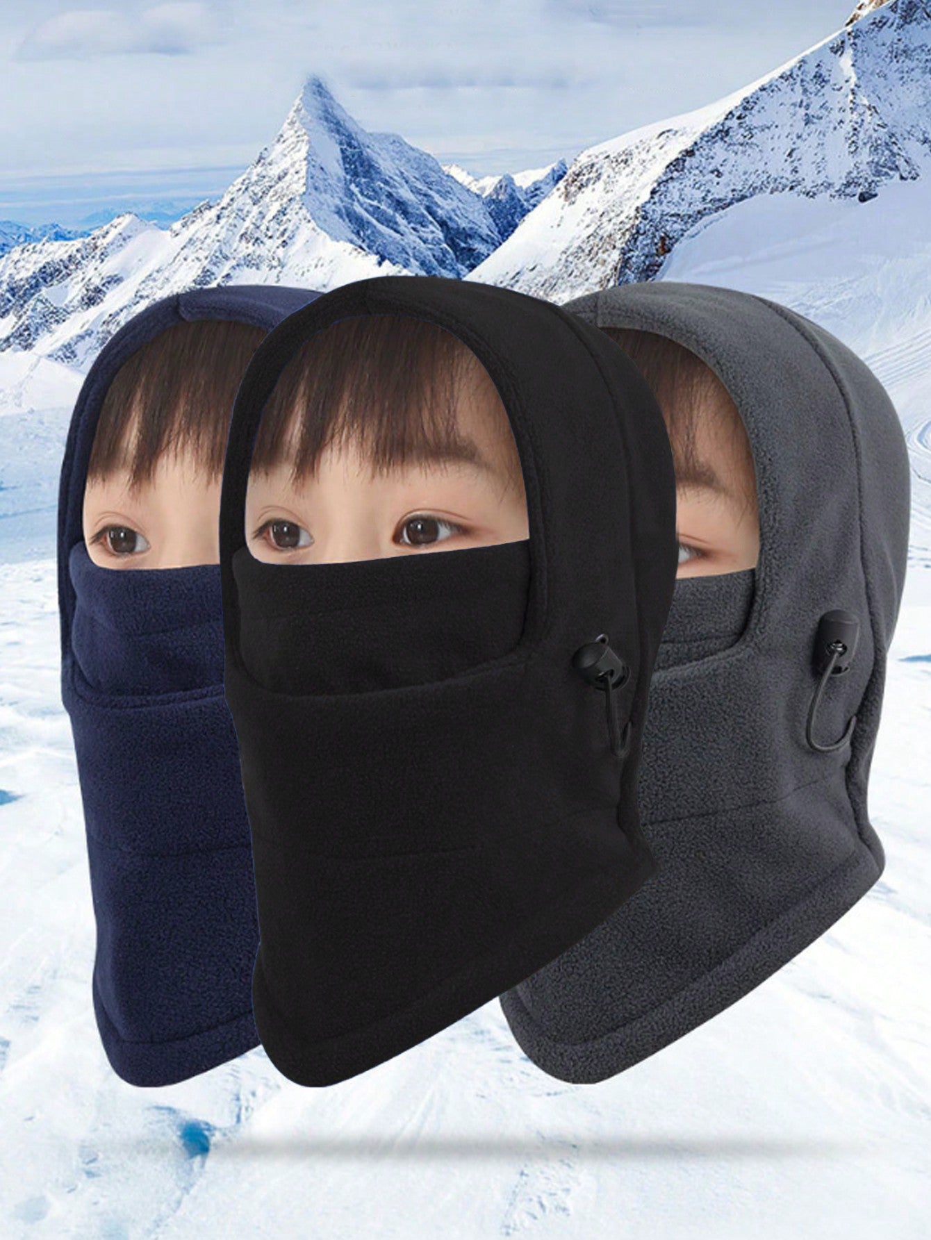1PC Thermal Neck Warm Full Face Ski Mask Hood Cap Kids Fleece Balaclava Hat Boys Girls Children Skiing Cap