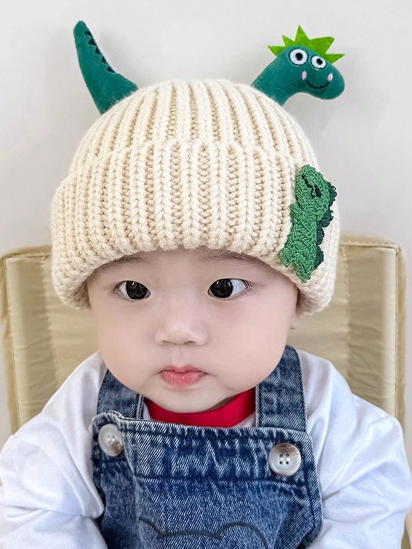 Kids Knitted Beanie Hat With Cute Dinosaur Doll Design, Warm & Soft Knitted Infant Cap For Autumn & Winter, Suitable For Boys And Girls, Popular Knitted Hat For Babies