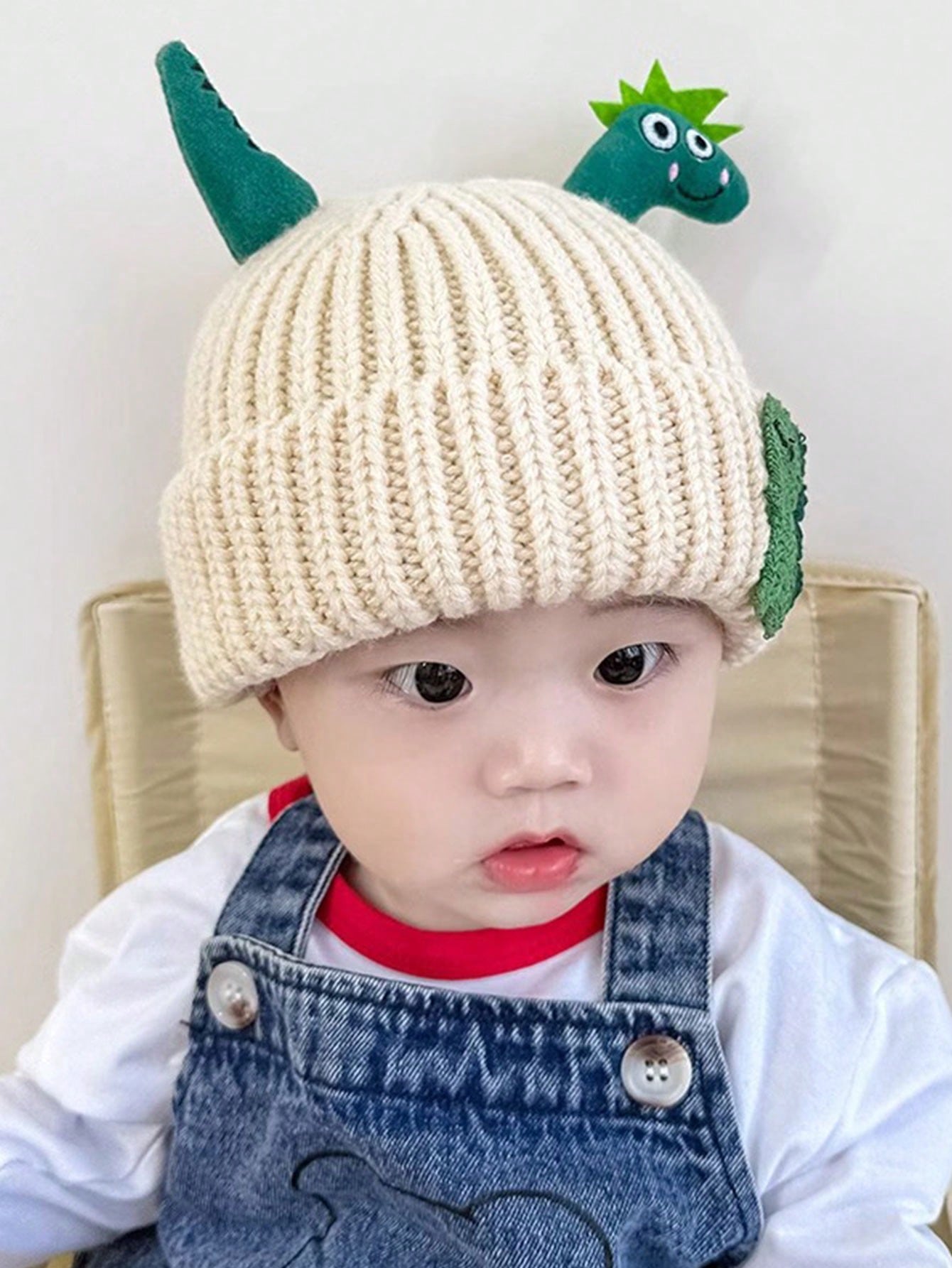 Kids Knitted Beanie Hat With Cute Dinosaur Doll Design, Warm & Soft Knitted Infant Cap For Autumn & Winter, Suitable For Boys And Girls, Popular Knitted Hat For Babies