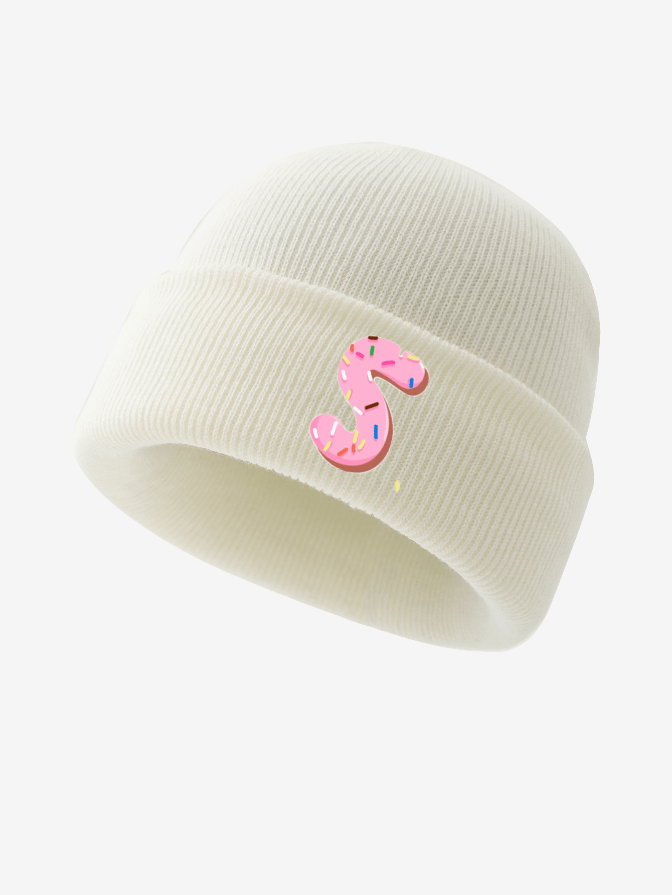 1pc Baby Toddler 26 Letter Donut Soft Knitted Warm Cute Stylish Beanie Hat, Suitable For Infant Girls Autumn Winter Daily Wear