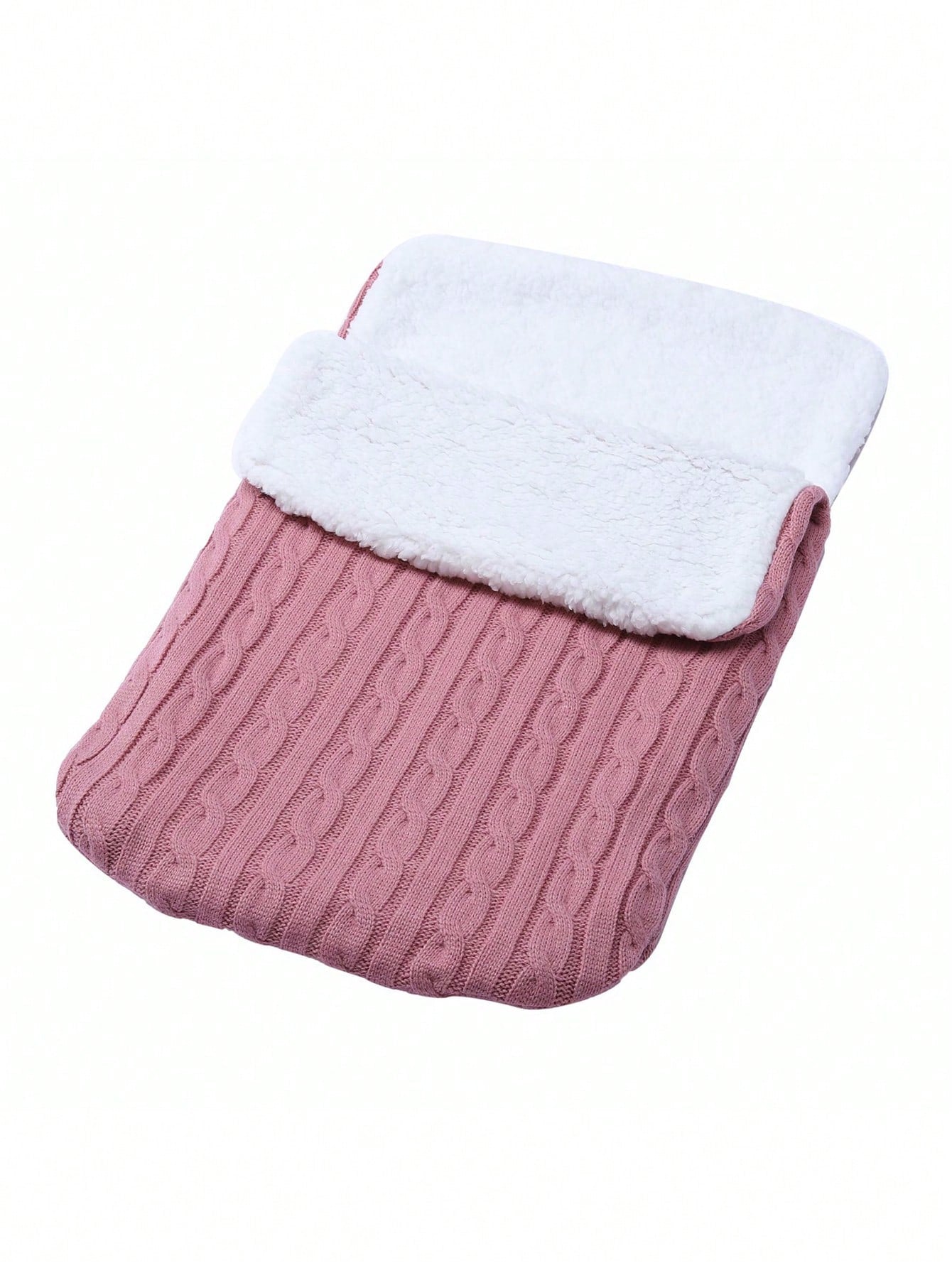 1pc Plush Sleeping Bag, Thick Knitted Warm Sleeping Bag, Winter Baby Outdoor Warm, Newborn Bathing Party Gift, Thanksgiving Gift, Suitable For Babies Under 66cm Height