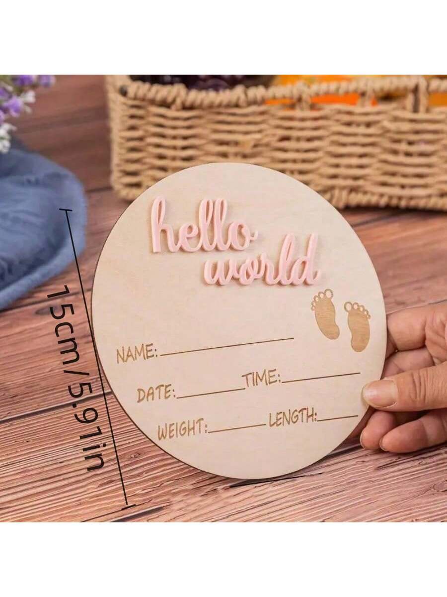 1pc Wooden Milestone Growth Chart, Baby Pregnancy & Birth Record Plaque, Photography Propsbaby Shower Family Decorations Gifts