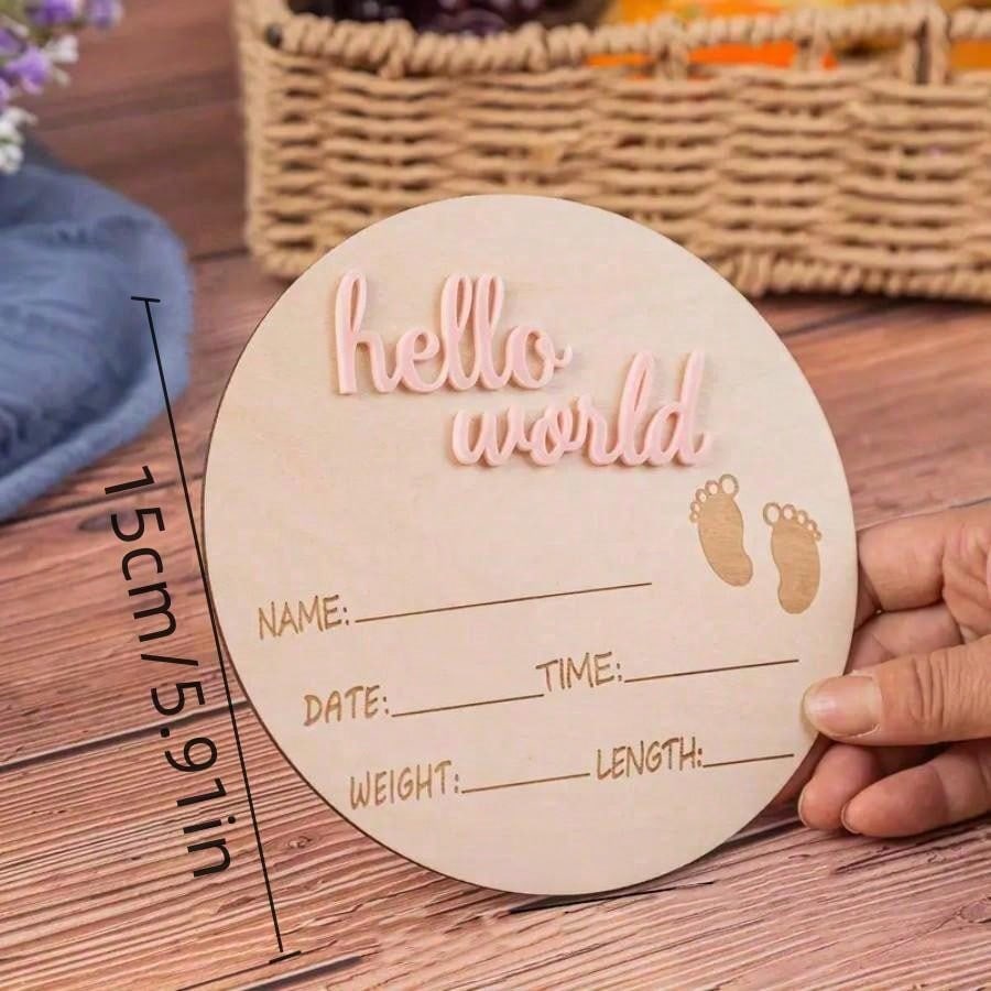 1pc Wooden Milestone Growth Chart, Baby Pregnancy & Birth Record Plaque, Photography Propsbaby Shower Family Decorations Gifts
