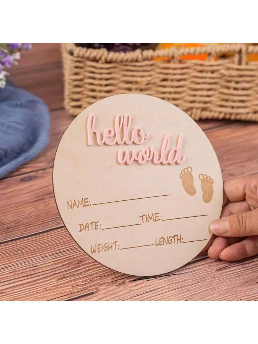 1pc Wooden Milestone Growth Chart, Baby Pregnancy & Birth Record Plaque, Photography Propsbaby Shower Family Decorations Gifts
