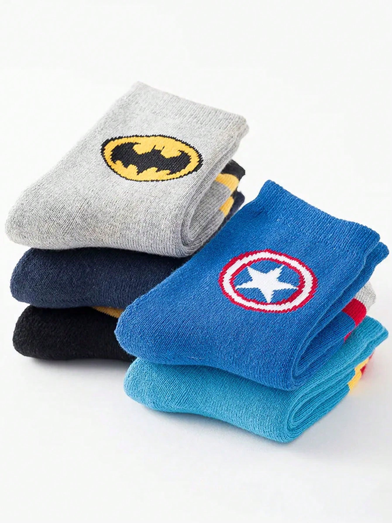 Disney 5 Pairs Kids Socks Super Hero Thick Warm Towel Socks, Girls Mid-Calf Socks, Boys Cartoon Winter Socks, Breathable Baby/Student Socks