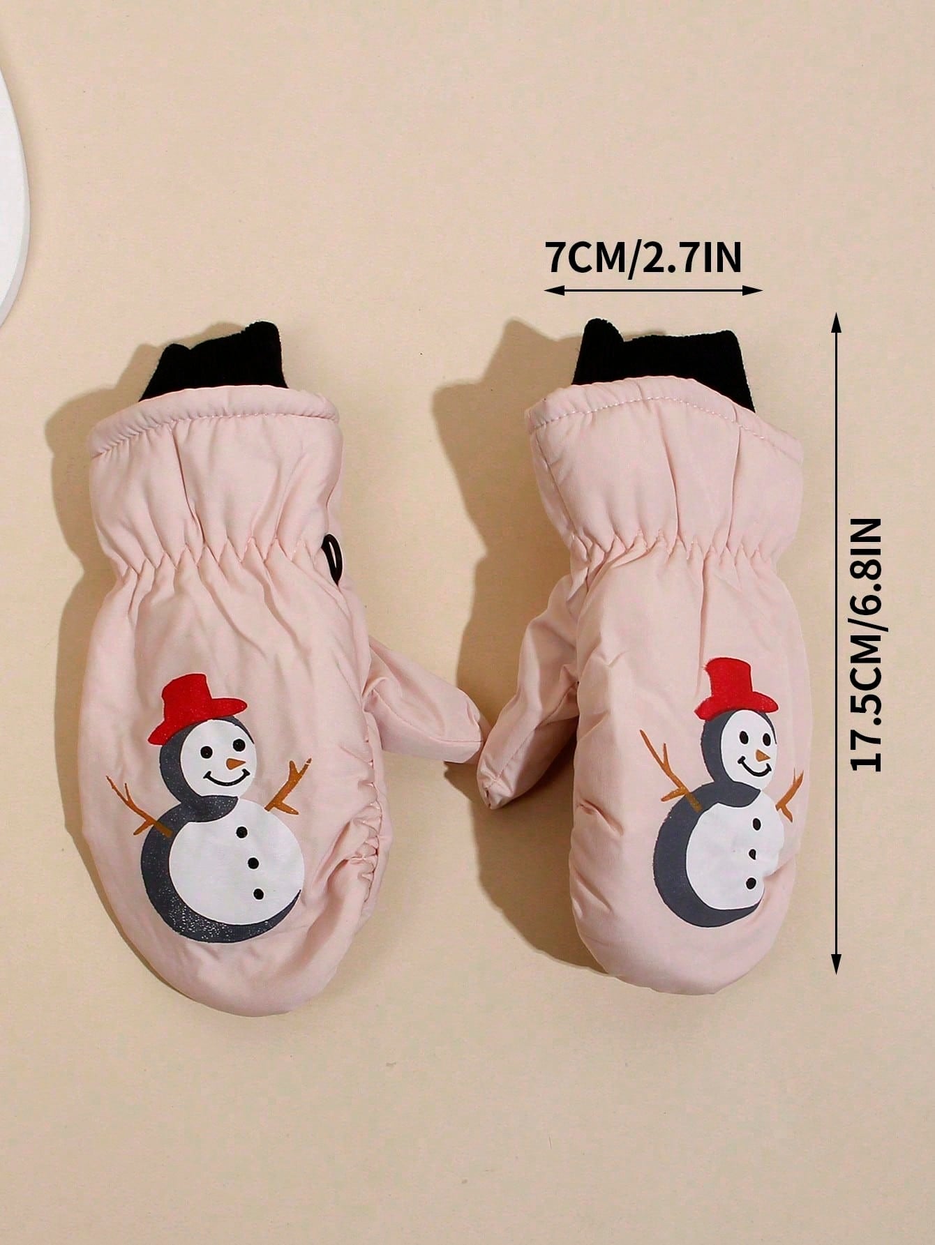 1 Pair Cute Cartoon Infant/Toddler Padded Waterproof Winter Outdoor Snow Play Warm Anti-Freeze Ski Gloves For Boys & Girls