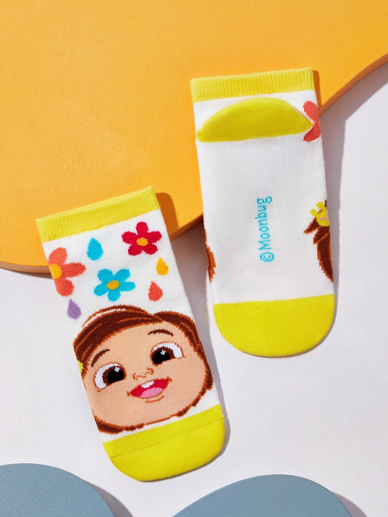 CoComelon X  2 Pairs Cute Cartoon Character & Floral Pattern Contrast Color Kids Socks