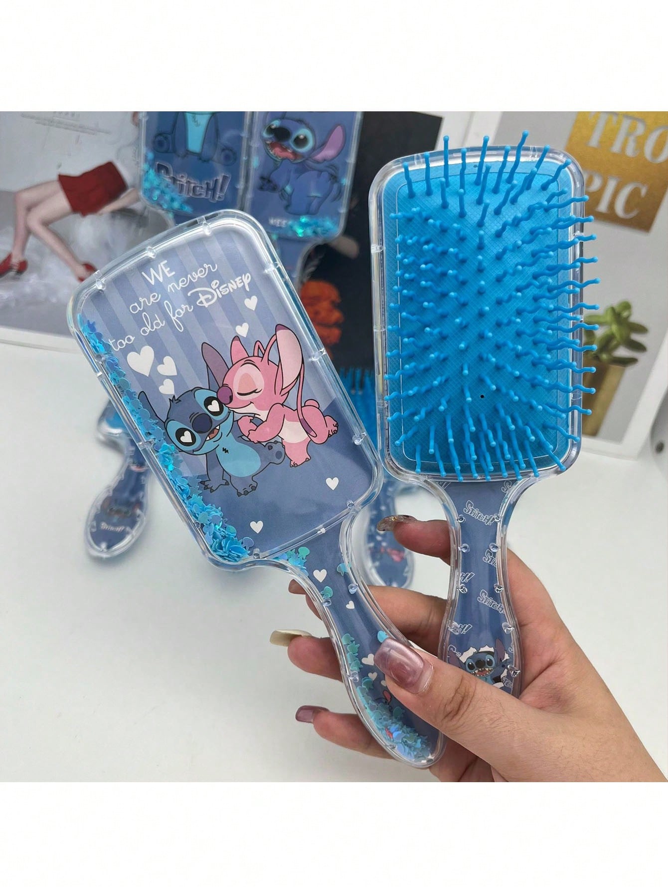 Disney Disney 1Pc Fashion Cute Stitch Cartoon Hair Brush Comb Painless Brush With Soft Bristles For Easy Styling And Detangling - Suitable For Women - Say Goodbye To Tangles And Hello To Happier Hair