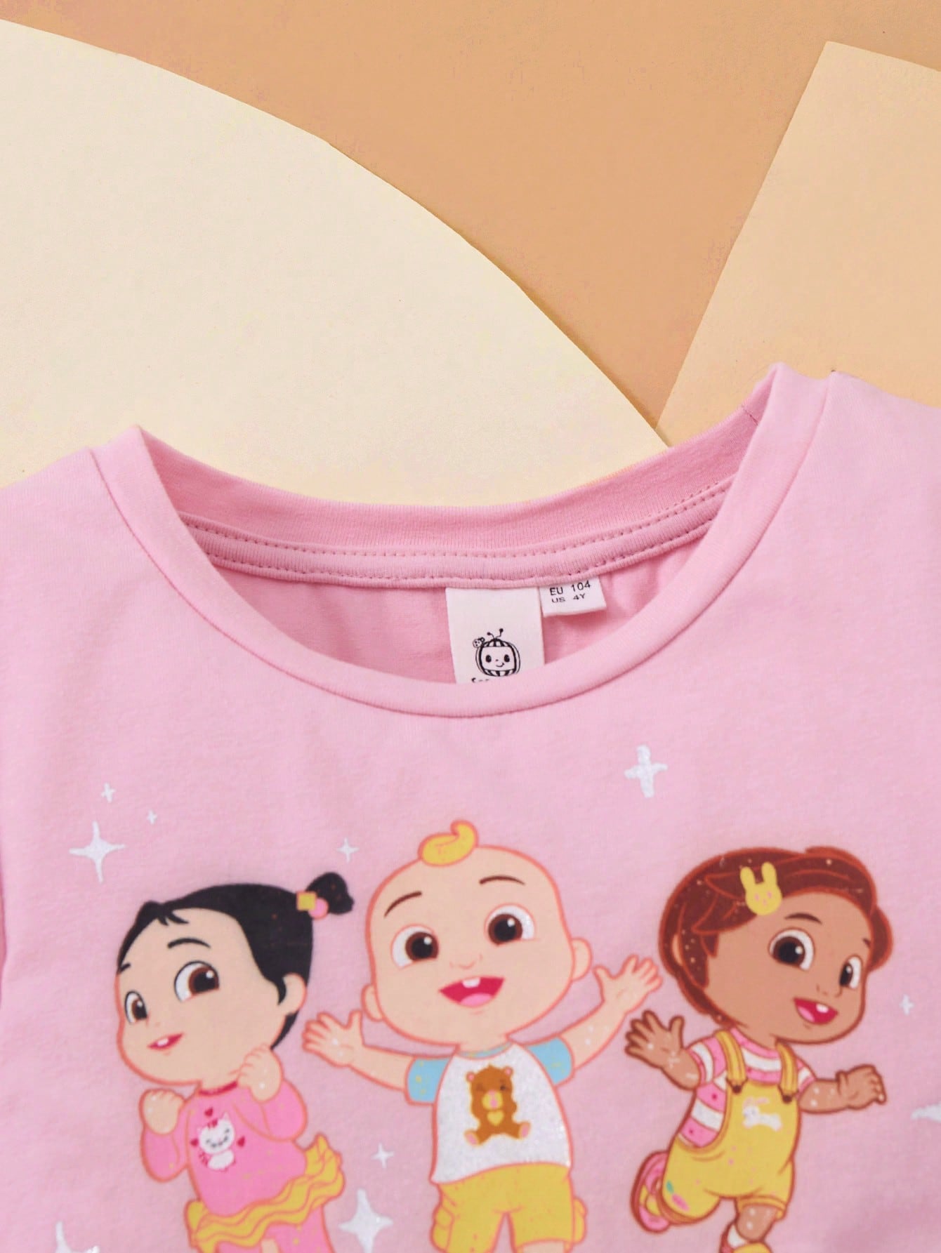 CoComelon X  Young Girl Cartoon Best Friend Print Gradient Mesh Adorable Sweet Pink Long Sleeve Dress,Vacation Party Casual A-Line Dress, Suitable For Birthday Gift, Party, Banquet, Christmas Party, Casual Daily Life, Stage Show