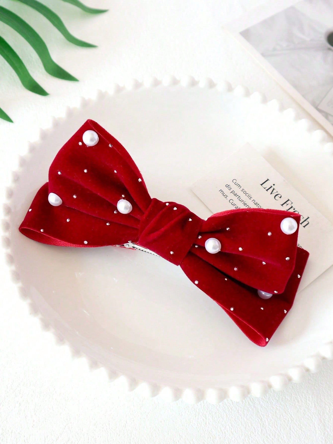 1pc Girls Cute Sweet Rhinestone Bowknot Decor Hair Clip (Shipped Without Card)