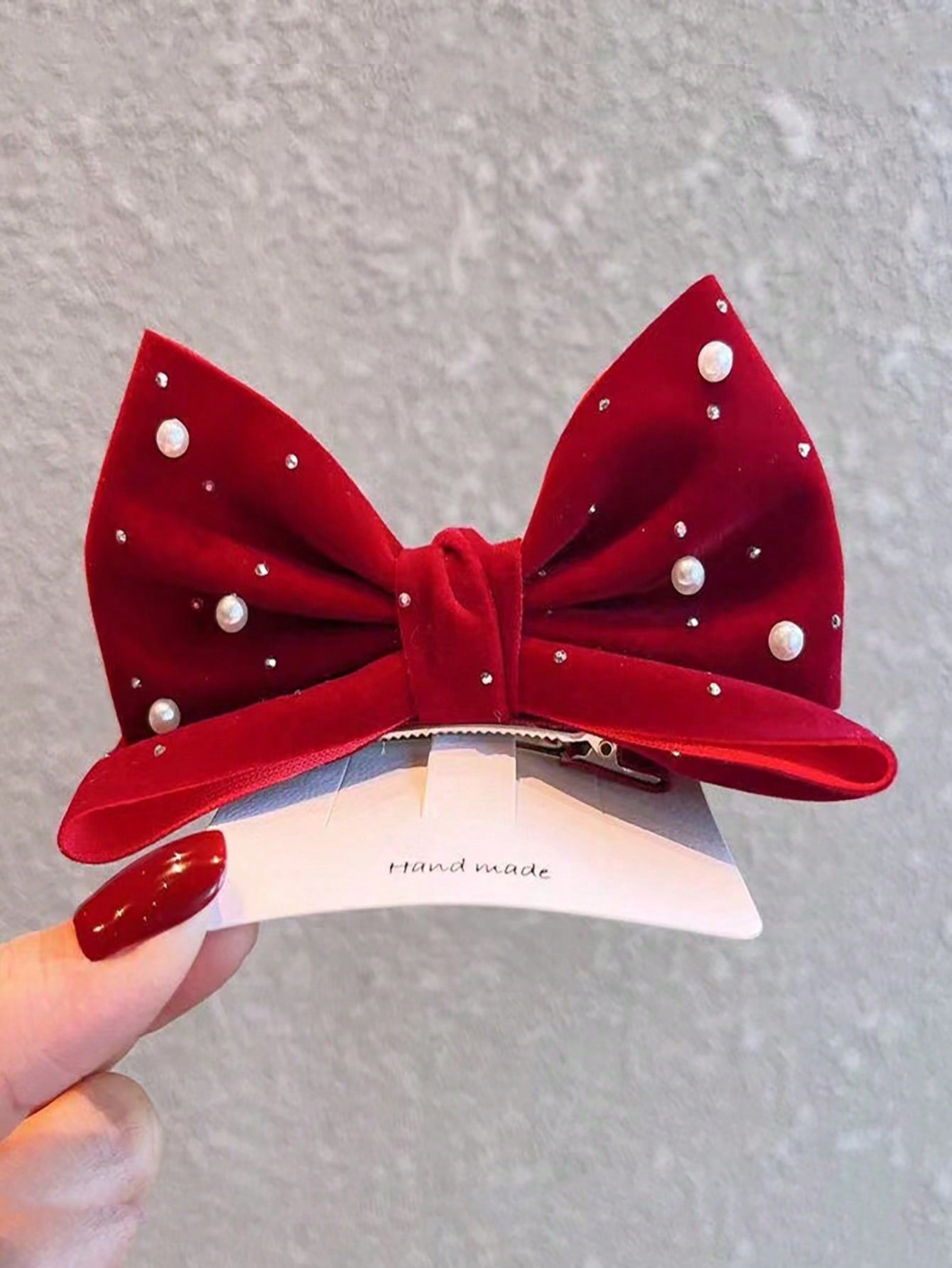 1pc Girls Cute Sweet Rhinestone Bowknot Decor Hair Clip (Shipped Without Card)