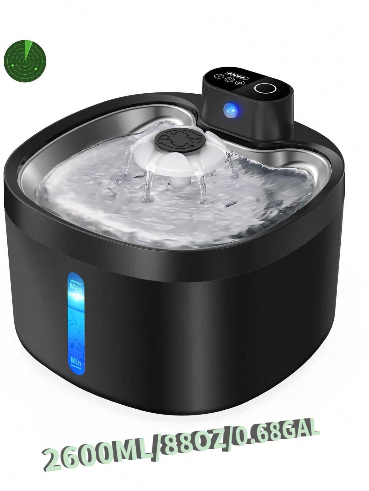 Wireless Automatic Cat Water Fountain - 88oz/2.6L/0.69Gal, With Motion Sensor Automatic Water Dispense, Super Quiet - Rechargeable Battery Powered Pet Water Dispenser