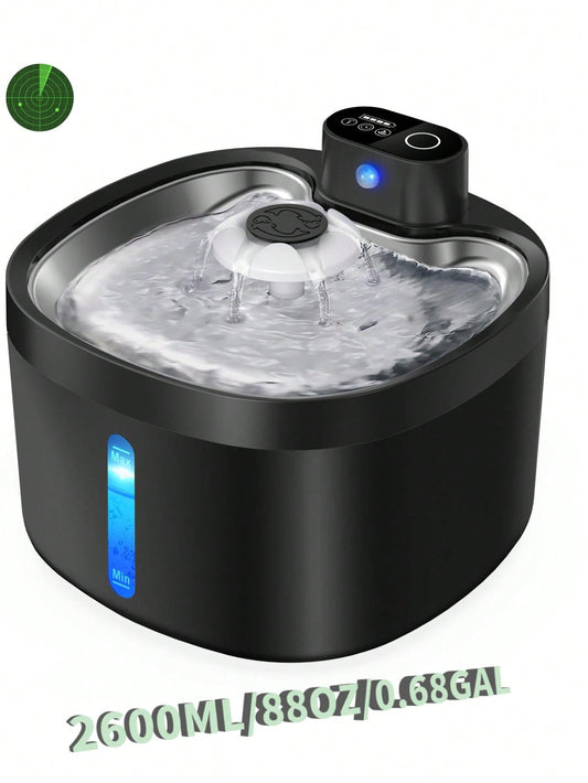 Wireless Automatic Cat Water Fountain - 88oz/2.6L/0.69Gal, With Motion Sensor Automatic Water Dispense, Super Quiet - Rechargeable Battery Powered Pet Water Dispenser