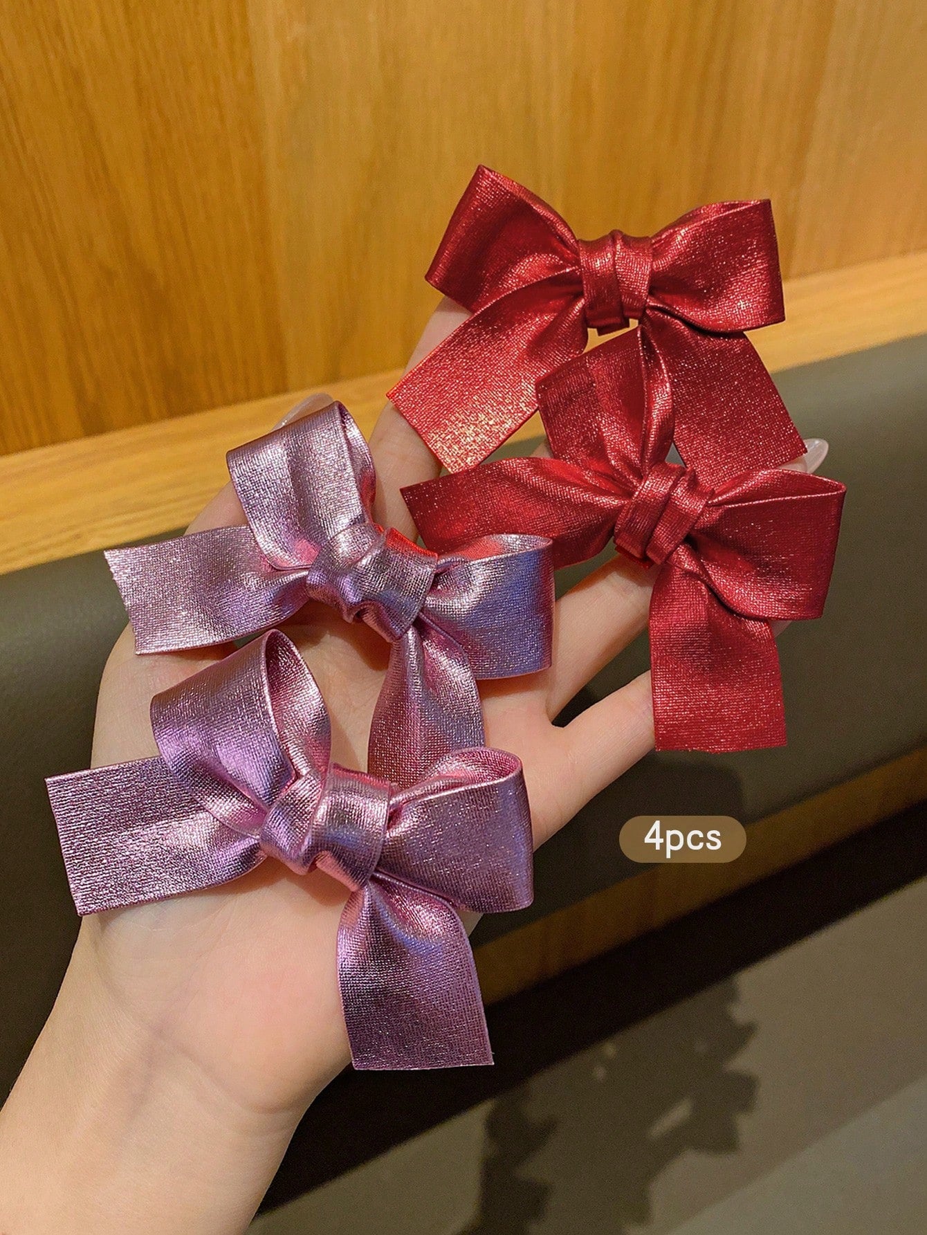 4pcs Fashion Bowknot Hair Clips, Cute & Sweet Korean Style Casual Daily Hair Accessories