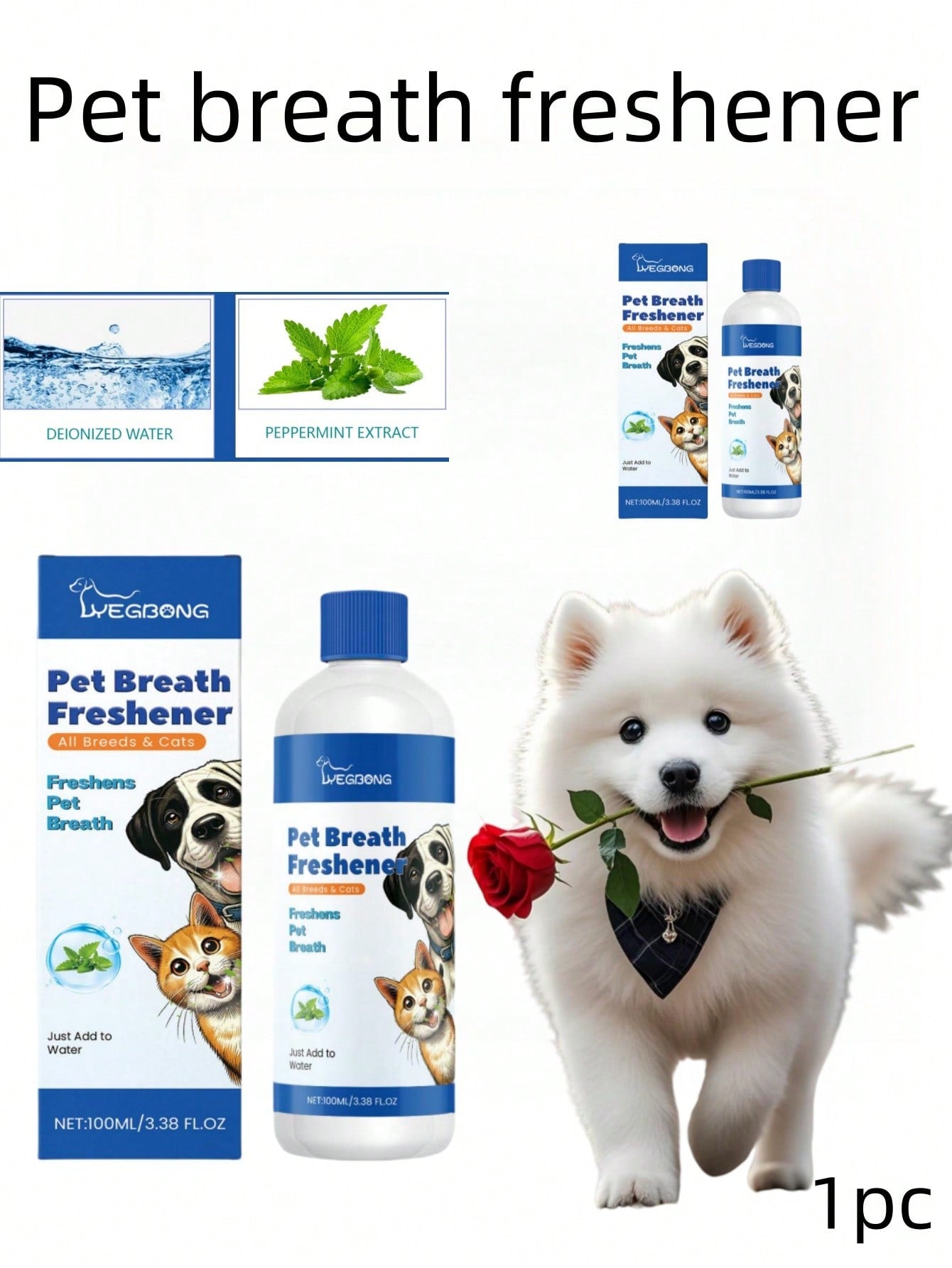 Pet Breath Freshener - Gently Cleans Pets' Oral Cavity, Teeth And Tartar, With Mild Ingredients For Fresh Breath