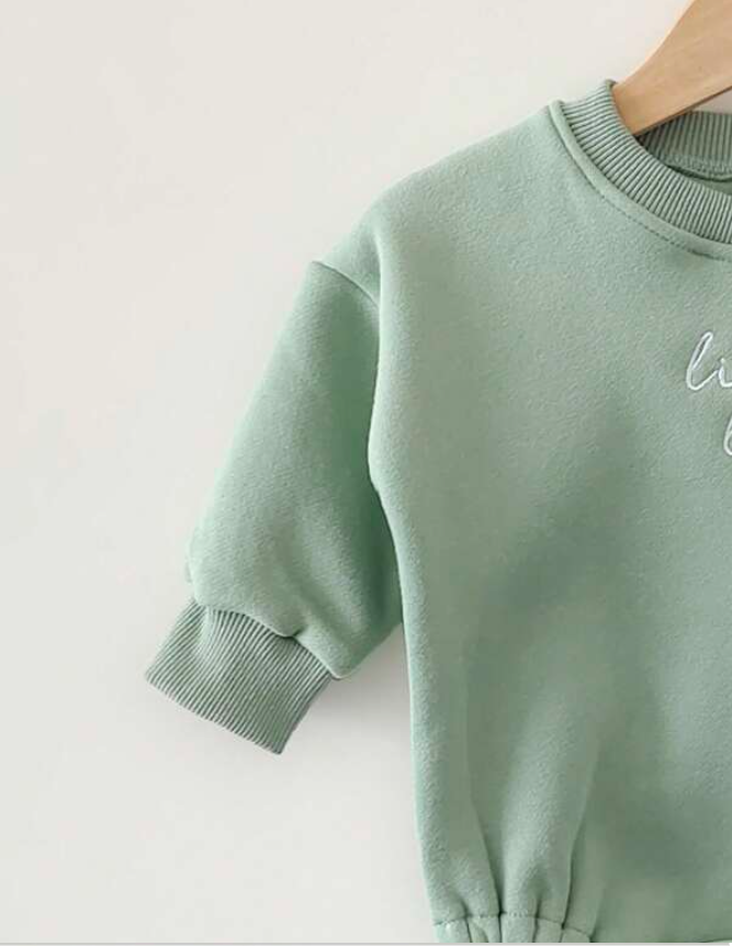 Winter Newborn Baby Romper Letter Embroidery Print Thick Sweatshirts Romper Clothing Long Sleeved Jumpsuit Sweatshirt