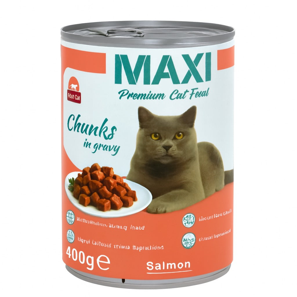 MAXI Premium Cat Feed – Chunks in Gravy, Salmon - SAFICCO
