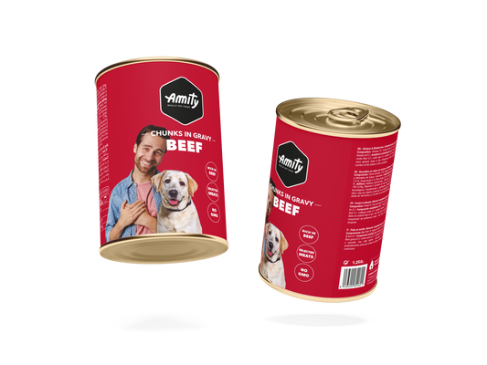 AMITY DOG BEEF CHUNKS IN GRAVY-1250g - SAFICCO