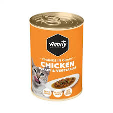 AMITY CAT CHUNKS IN GRAVY- chicken and beef&vegetable 415g - SAFICCO