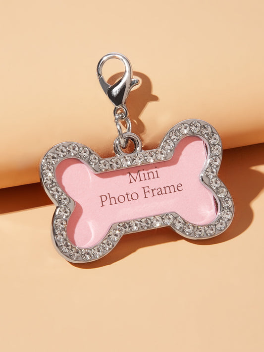 1pc Bone Shaped Rhinestone Dog Photo Frame Pet ID Tag Notes can be installed For Decoration