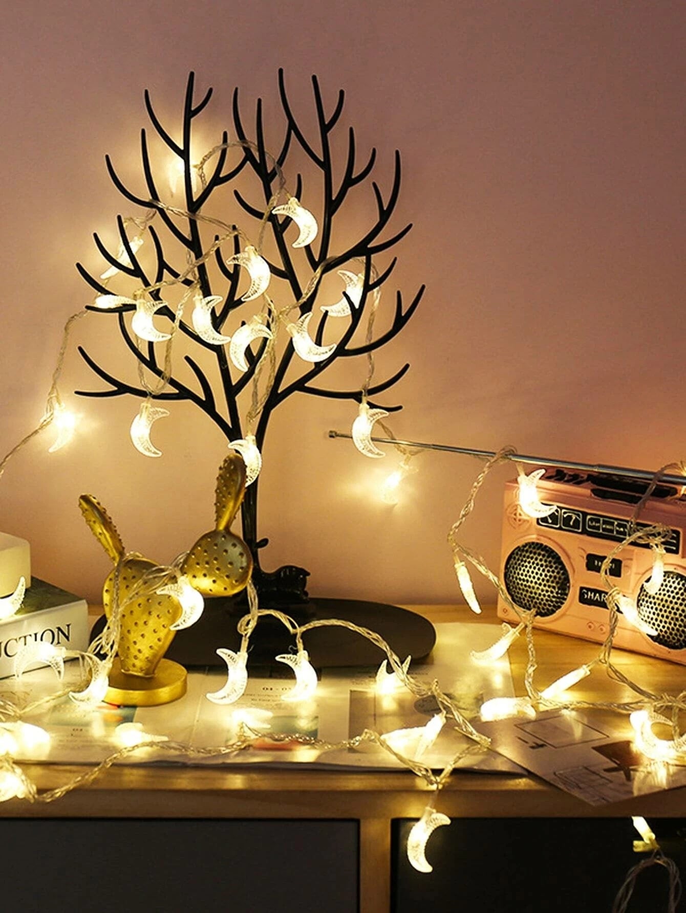 New Year 10pcs Moon Shaped Bulb String Light