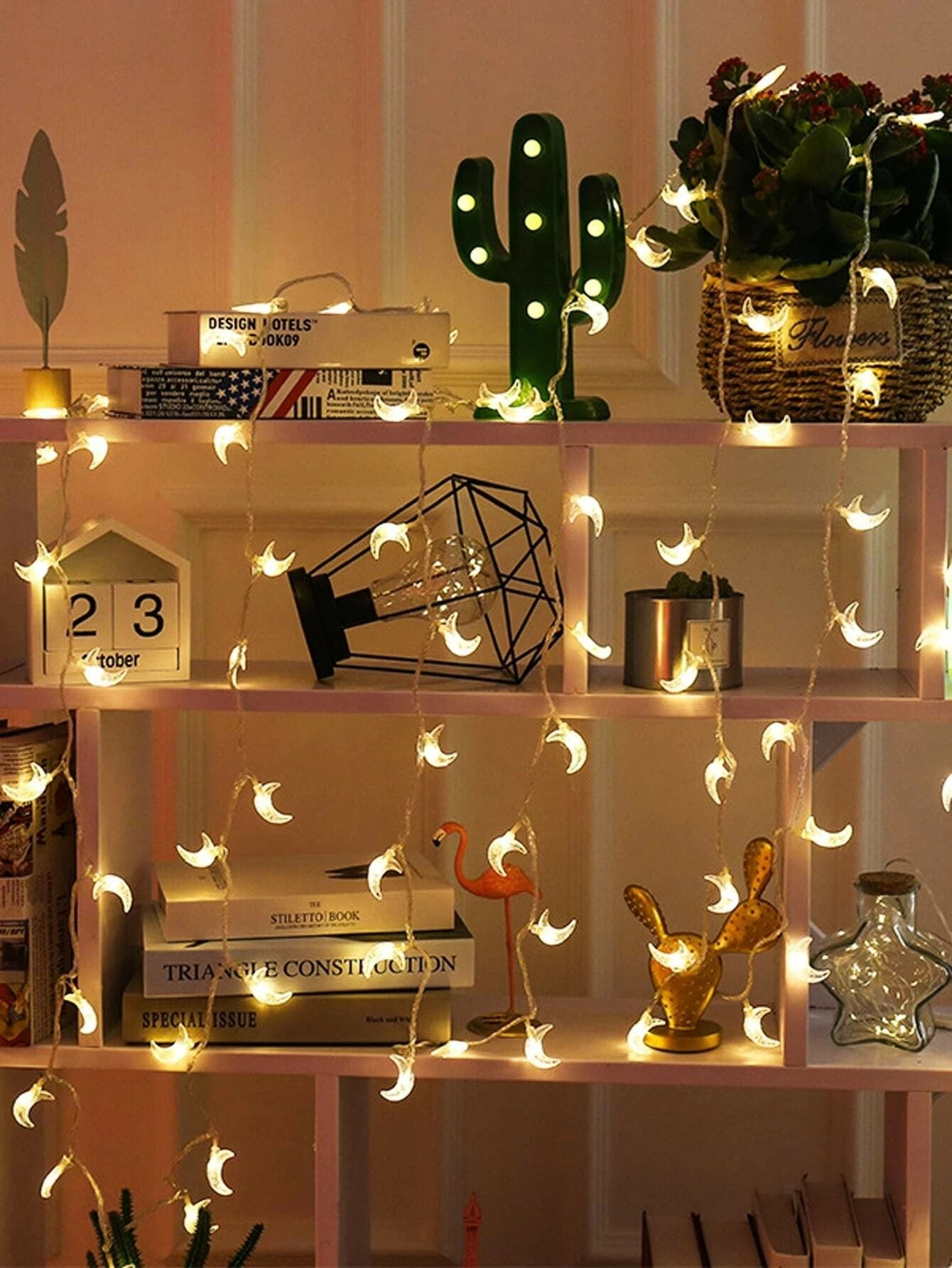 New Year 10pcs Moon Shaped Bulb String Light