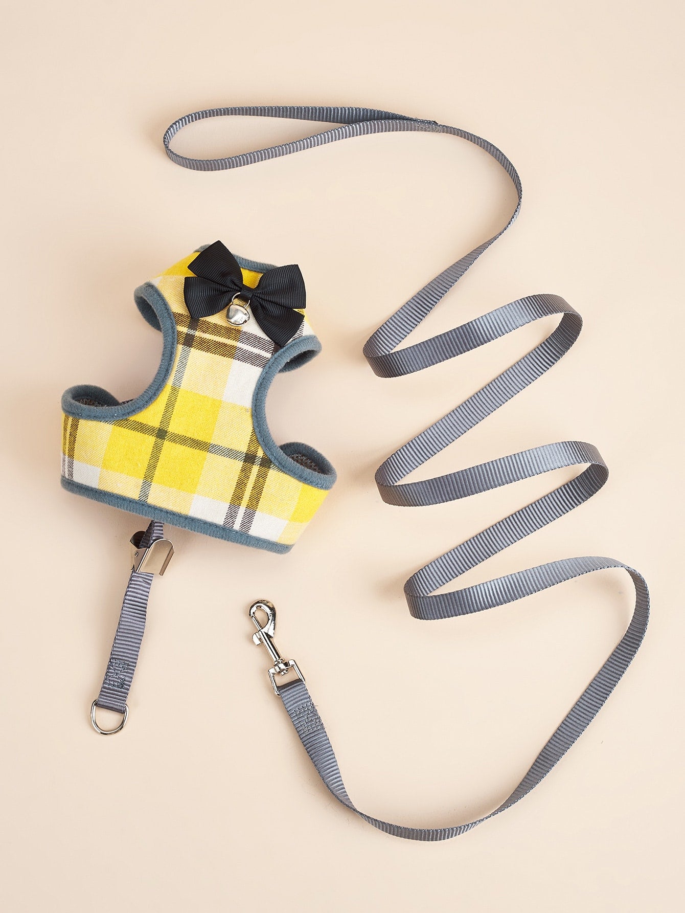 1pc Bow Decor Dog Harness With 1pc Leash