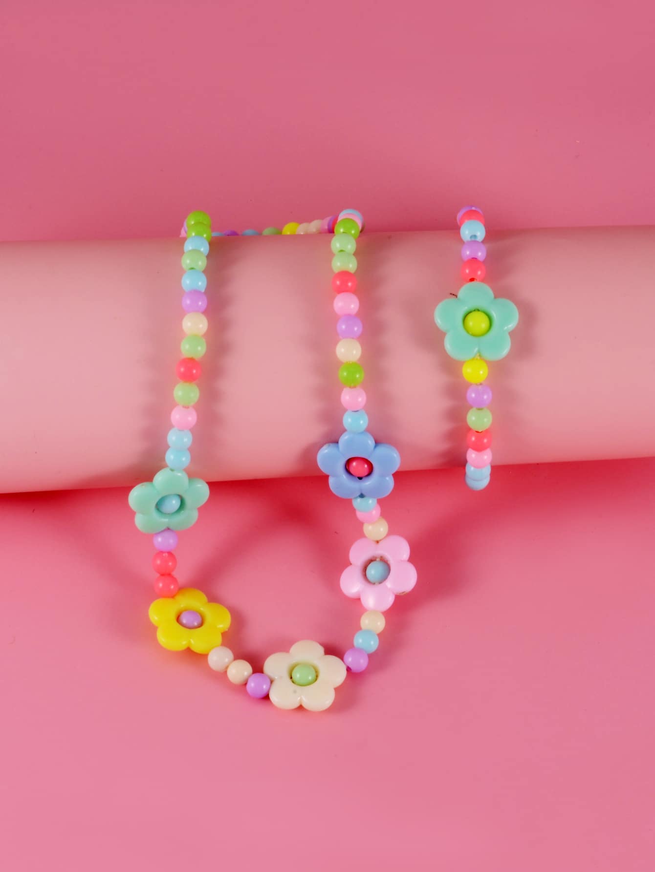 Girls Star Decor Beaded Necklace Bracelet