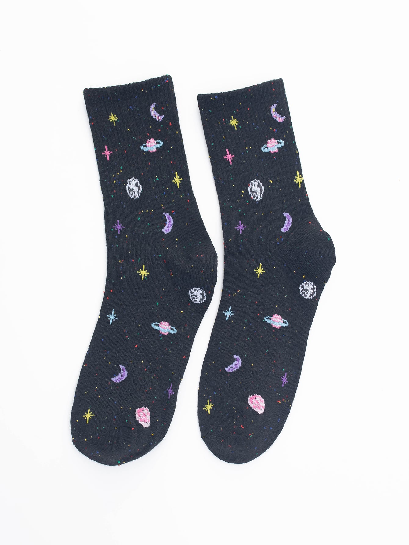 Moon Print Crew Socks