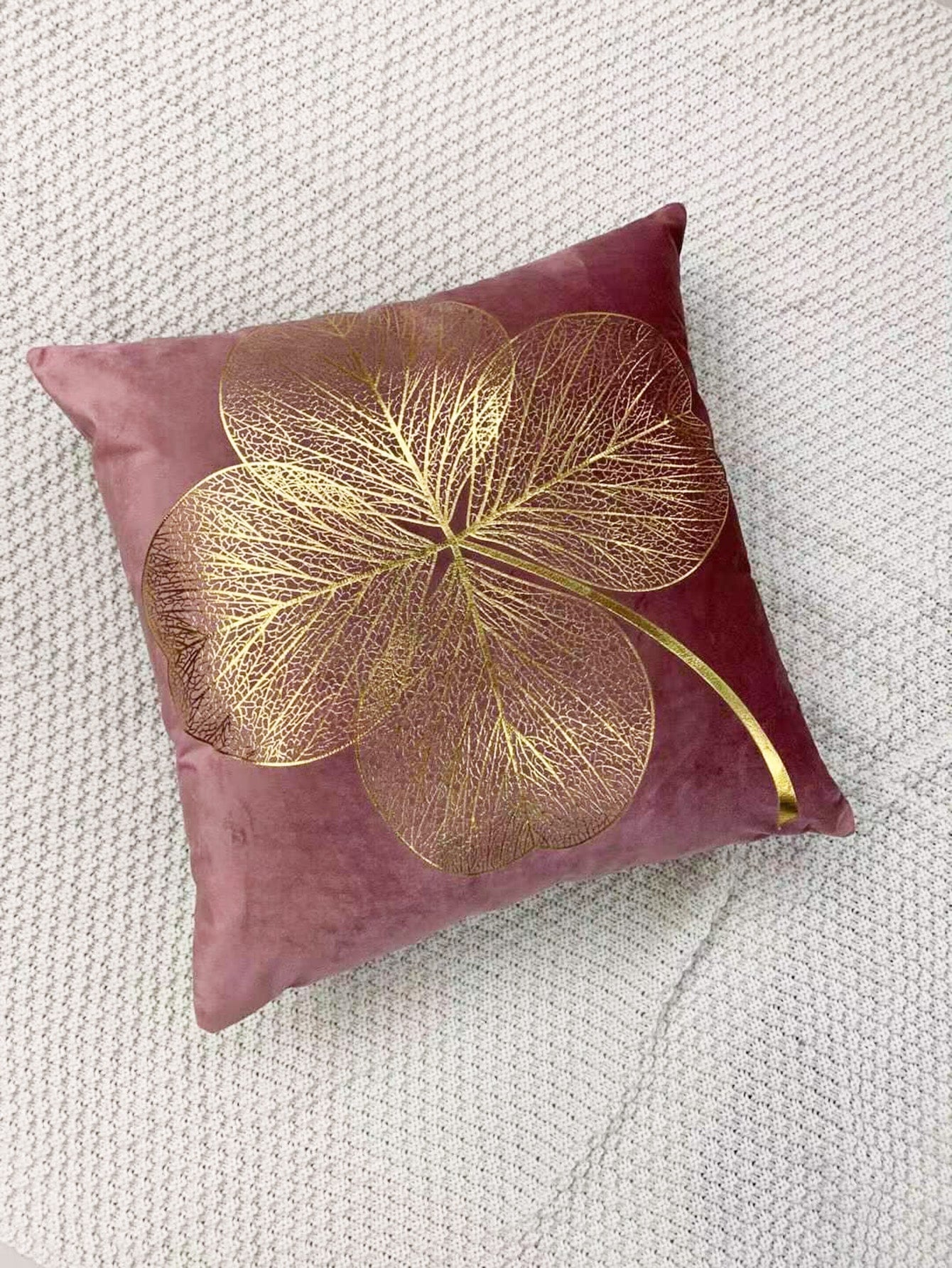 Metallic Leaf Cushion Cover Without Filler