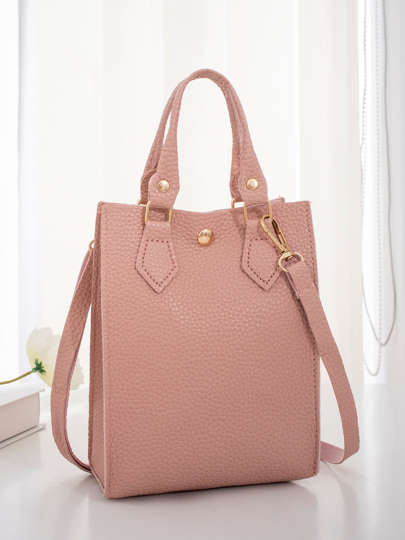 Minimalist Litchi Embossed Square Bag