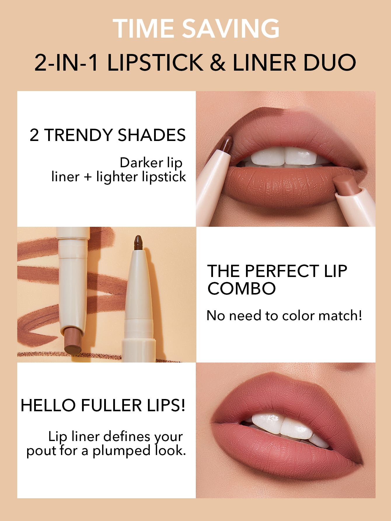 SHEGLAM Glam 101 Lipstick Liner Duo Soft Chai