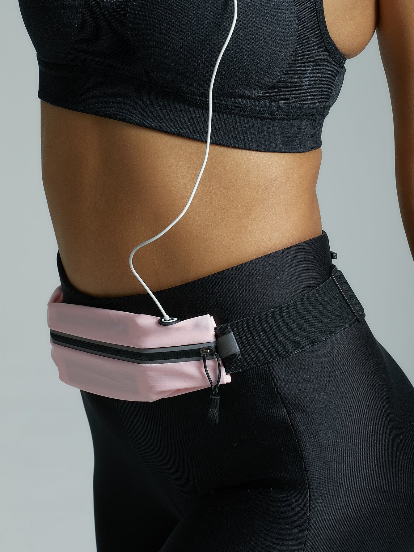 Reflective Detail Earphone Hole Waist Bag