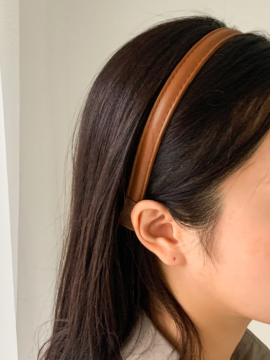 DAZY Solid PU Leather Headband