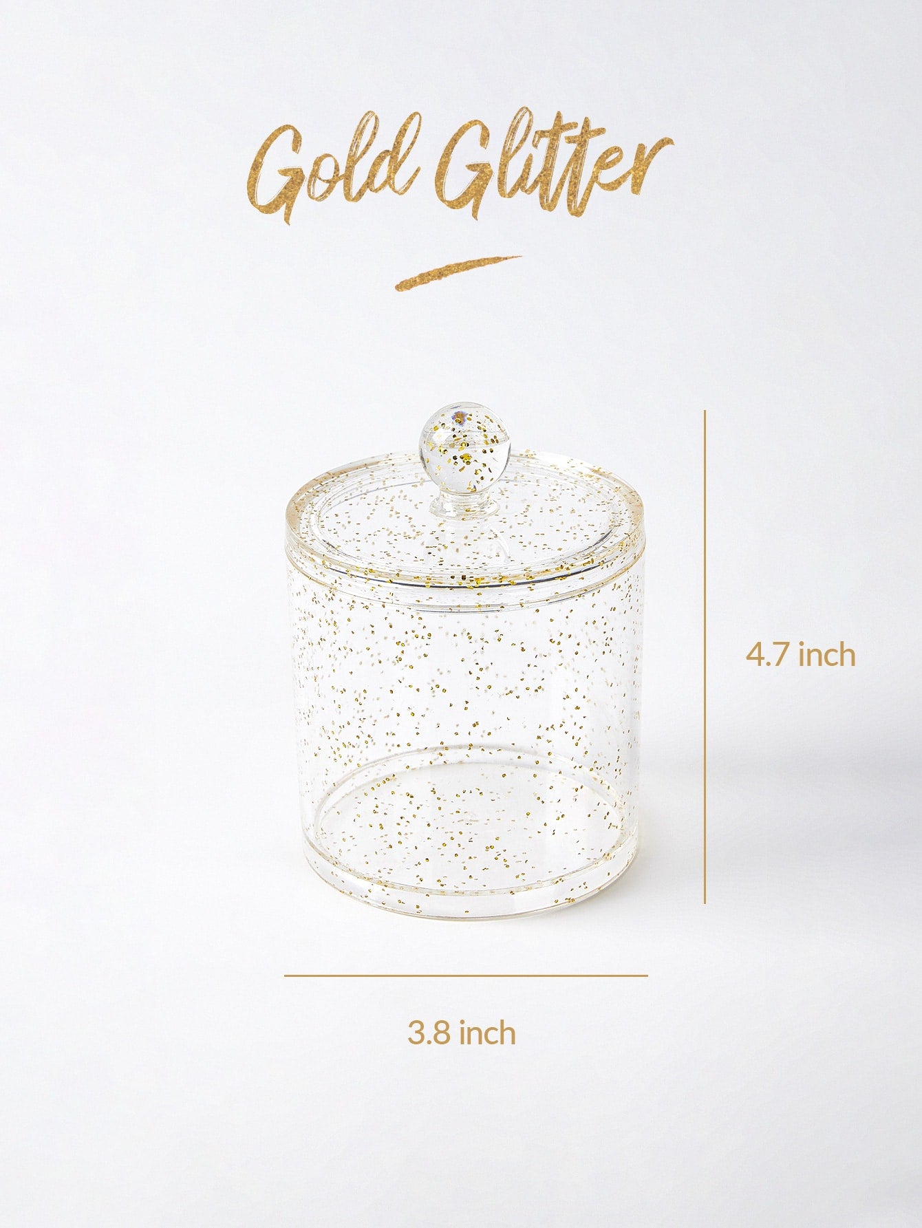 Round Container Makeup Organizer Gold Glitter Holiday Gift