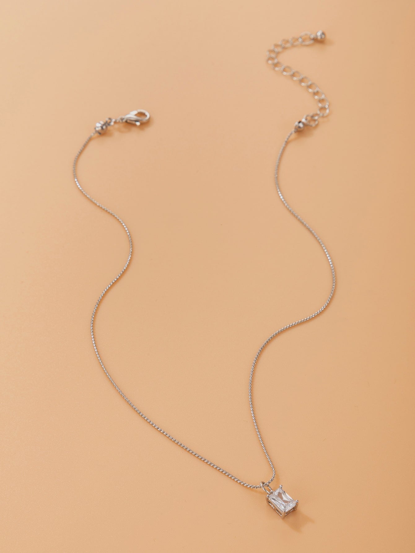 Cubic Zirconia Round Charm Necklace