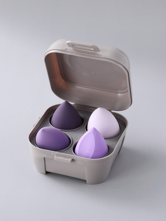4pcs Makeup Sponge 1pc Storage Box