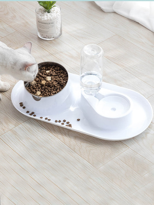 1pc Plain Pet Double Bowl