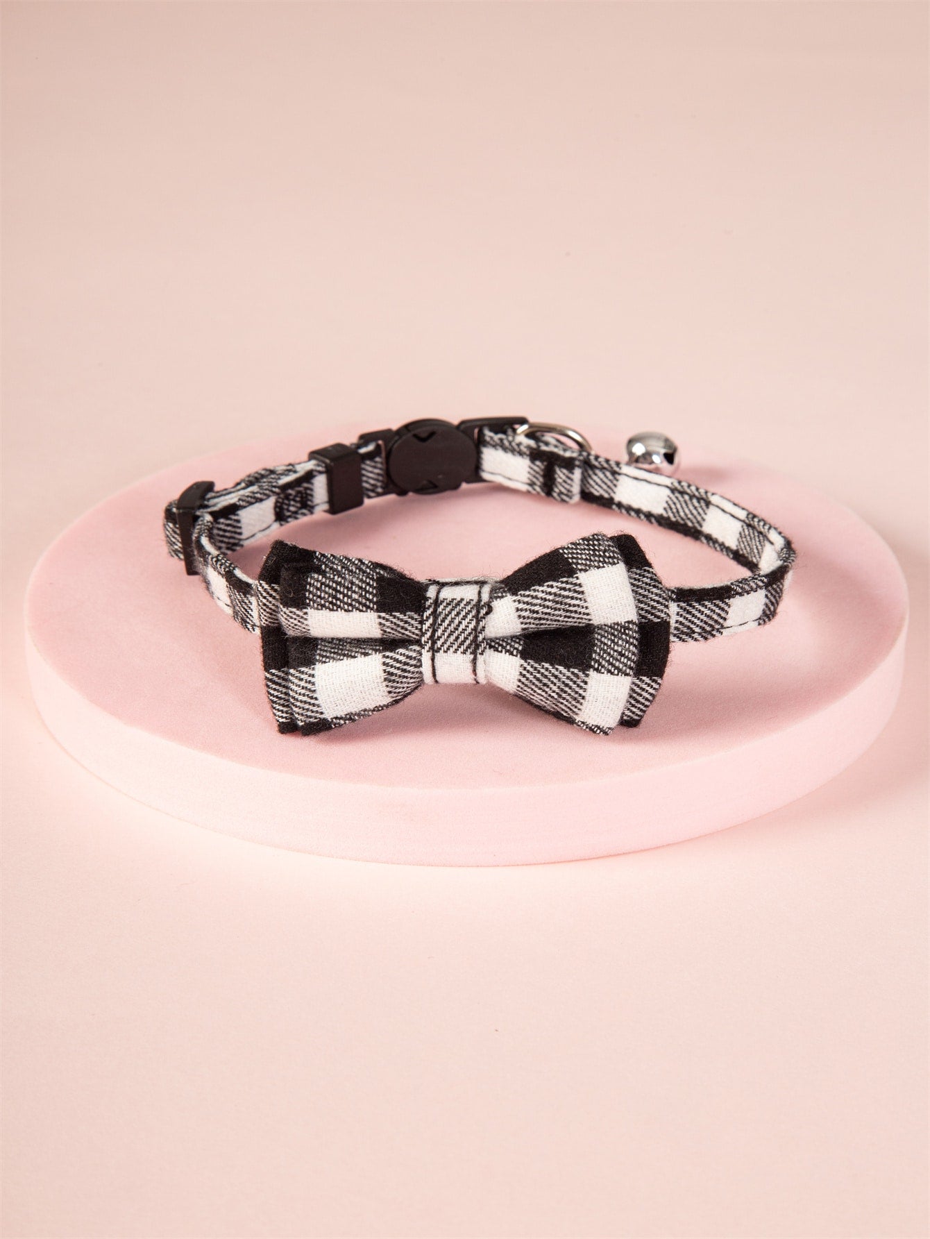 Plaid Print Bow Decor Pet Collar