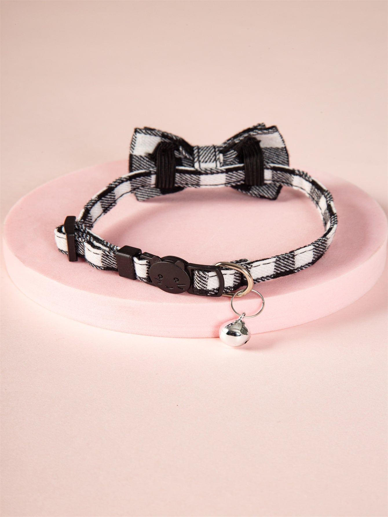 Plaid Print Bow Decor Pet Collar