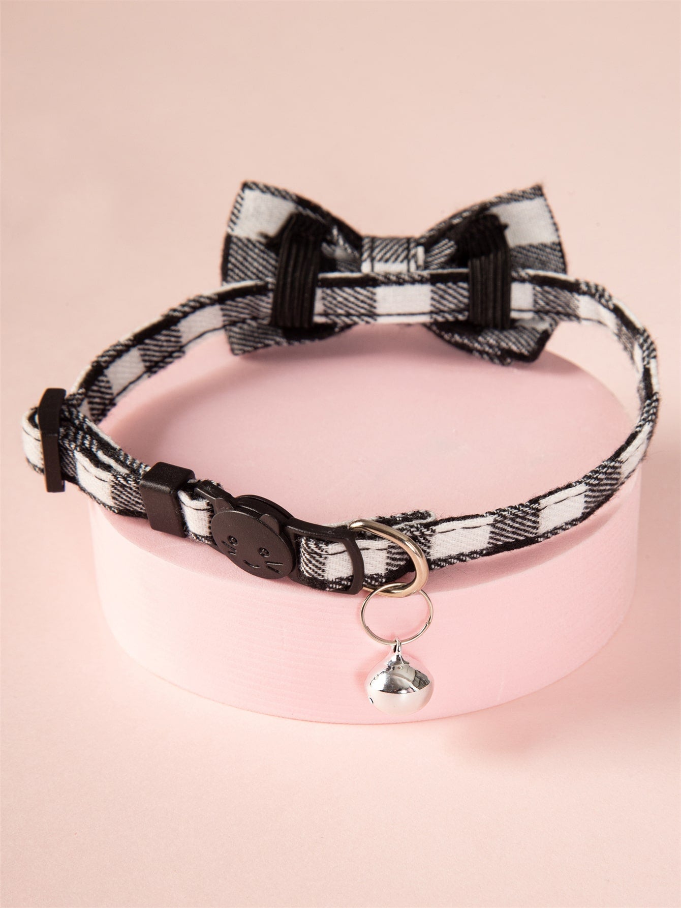 Plaid Print Bow Decor Pet Collar